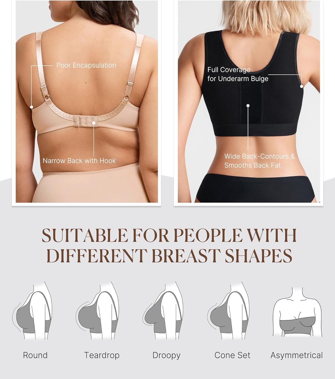 BRABIC Post Surgery Compression Bras for Women Front Closure Mastectomy Bra with Wide Adjustable Straps Wirefree - Image 7