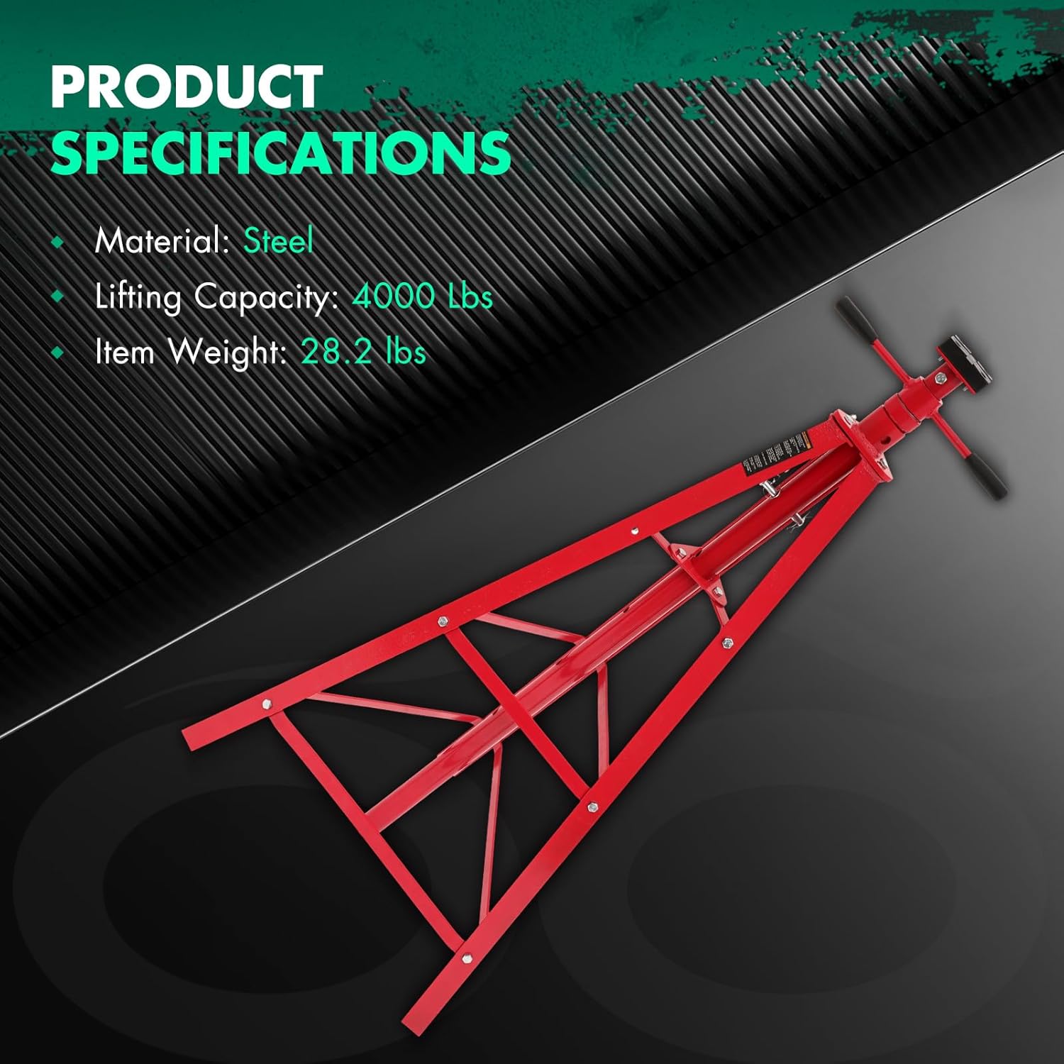 Under Hoist Tripod Stand 4000 LBS /2 Ton Capacity Lift Stand for Garages, Repair Shops, and DIY, Lift Range 47" to 82.7", Heavy Duty Steel, Red