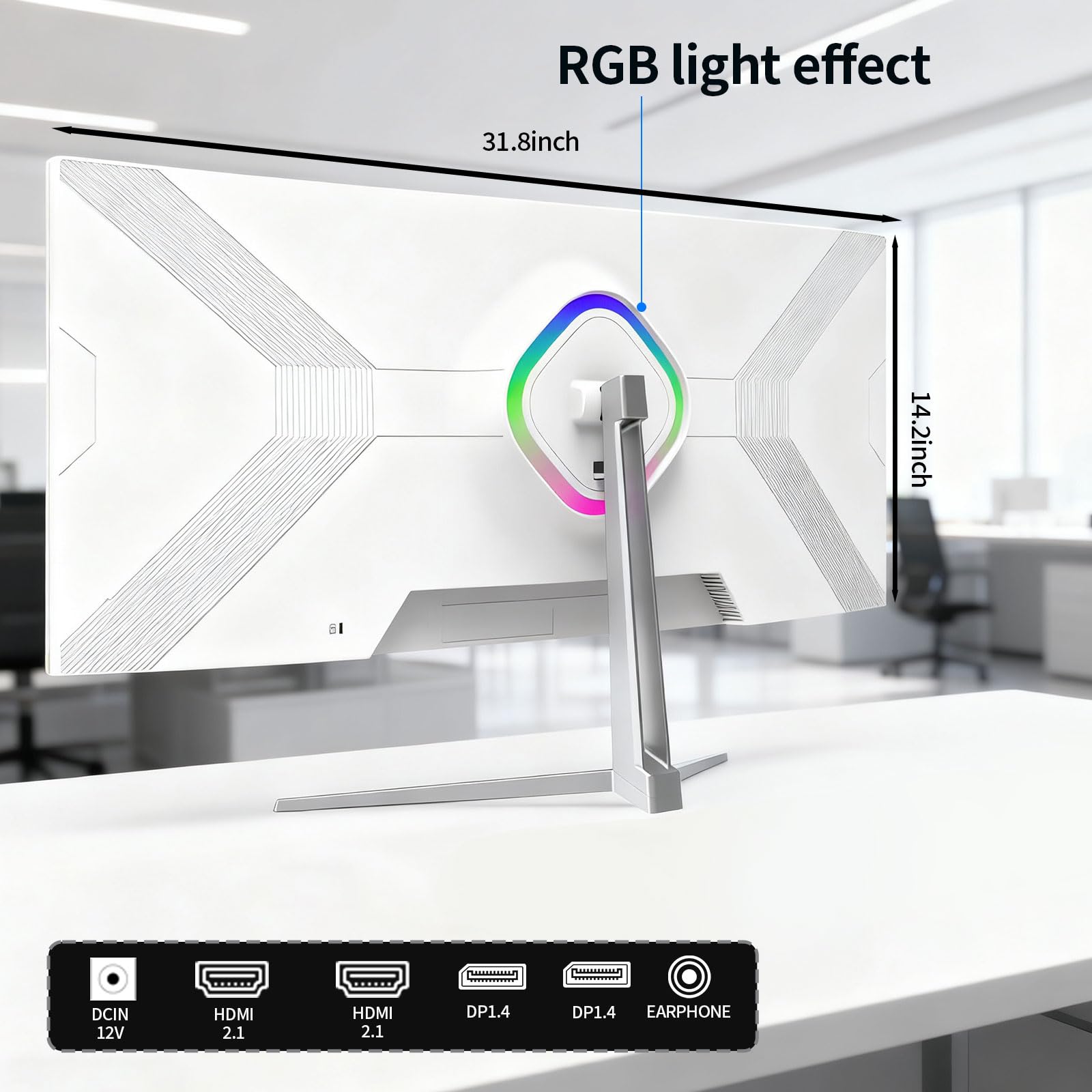 ZZA Monitor do gier 34'' - 165 Hz/180 Hz WQHD (3440 x 1440P), zakrzywiony monitor o ultra szerokości 34 cali, FreeSync do gier bez przerwy, 100% sRGB, HDMI 2.1 i DP 1.4, PBP Mod