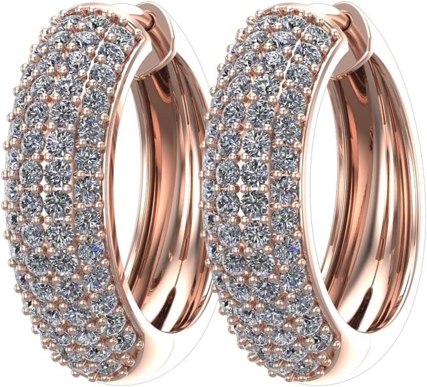 Houston Diamond District 1 to 6 Carat Pave Set 4 Rows Hoop Diamond Earrings Oval Shape Premium Collection (H-I Color)