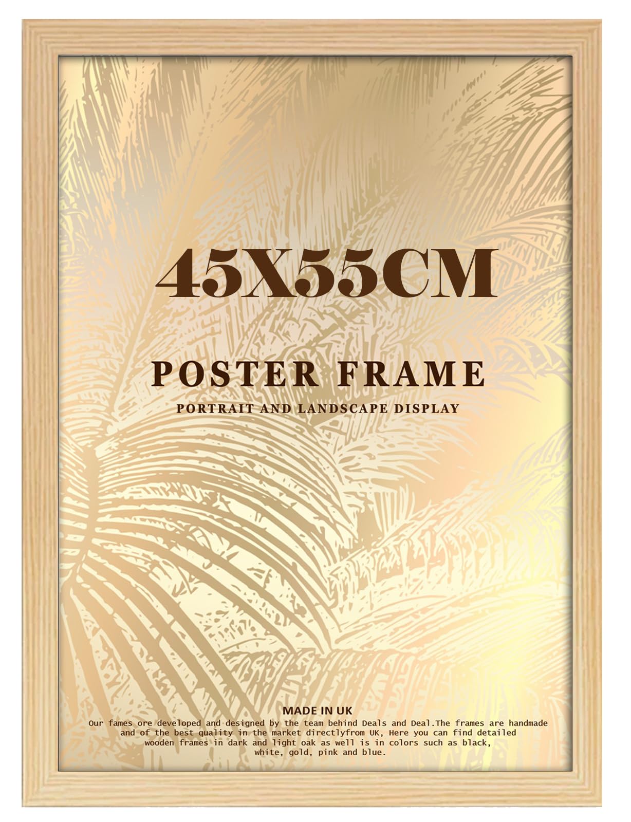 DEALS ON DEAL Minimalist Slim Profile Pine Poster Frame 55x45cm MDF Picture Frame with Shatter-Proof Front for Jigsaw Puzzles Portrait/Landscape Ideal for Home & Office Décor
