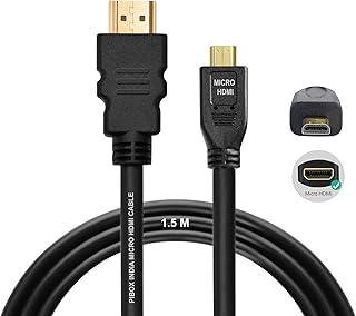 PiBOX India, Micro HDMI Cable to HDMI Cable, 4K 60Hz, 1.5 Meter 5 feet, Adapter Ethernet Audio Return for Raspberry Pi 4 p... Price In India