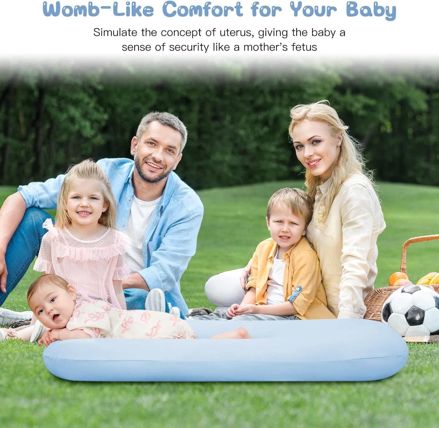 Lucakuins Infant Support Cushion, 0-24 Months Newborn Baby Support Cushion with Cover, Portable Playing Time Mat for Home and Travel, Soft Cotton, Supervised Use, Baby Essentials Gift (Blue)