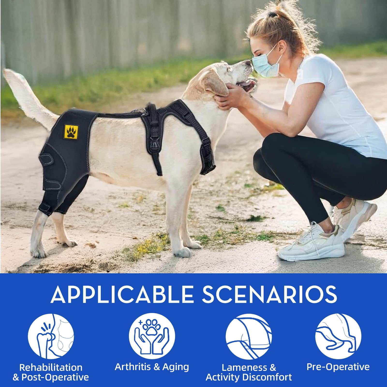 Rodillera para perro para ligamento cruzado, protector de soporte de pierna trasera para perros para lesiones del ligamento cruzado anterior, ayuda a la recuperación, articulaciones cálidas y alivio
