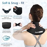 Vista 3 de Bolsa de hielo para el cuello ComfiTECH con envoltura y cobertura de gel extendida para cervical, hombro y costillas, aplicación fría reutilizable