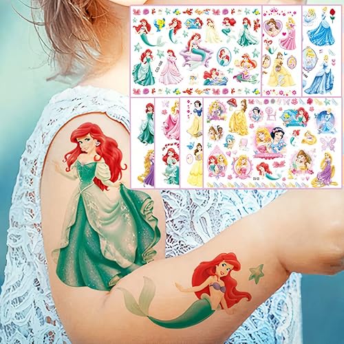 Miniatura 1 de 8 hojas de tatuajes de princesa para niñas