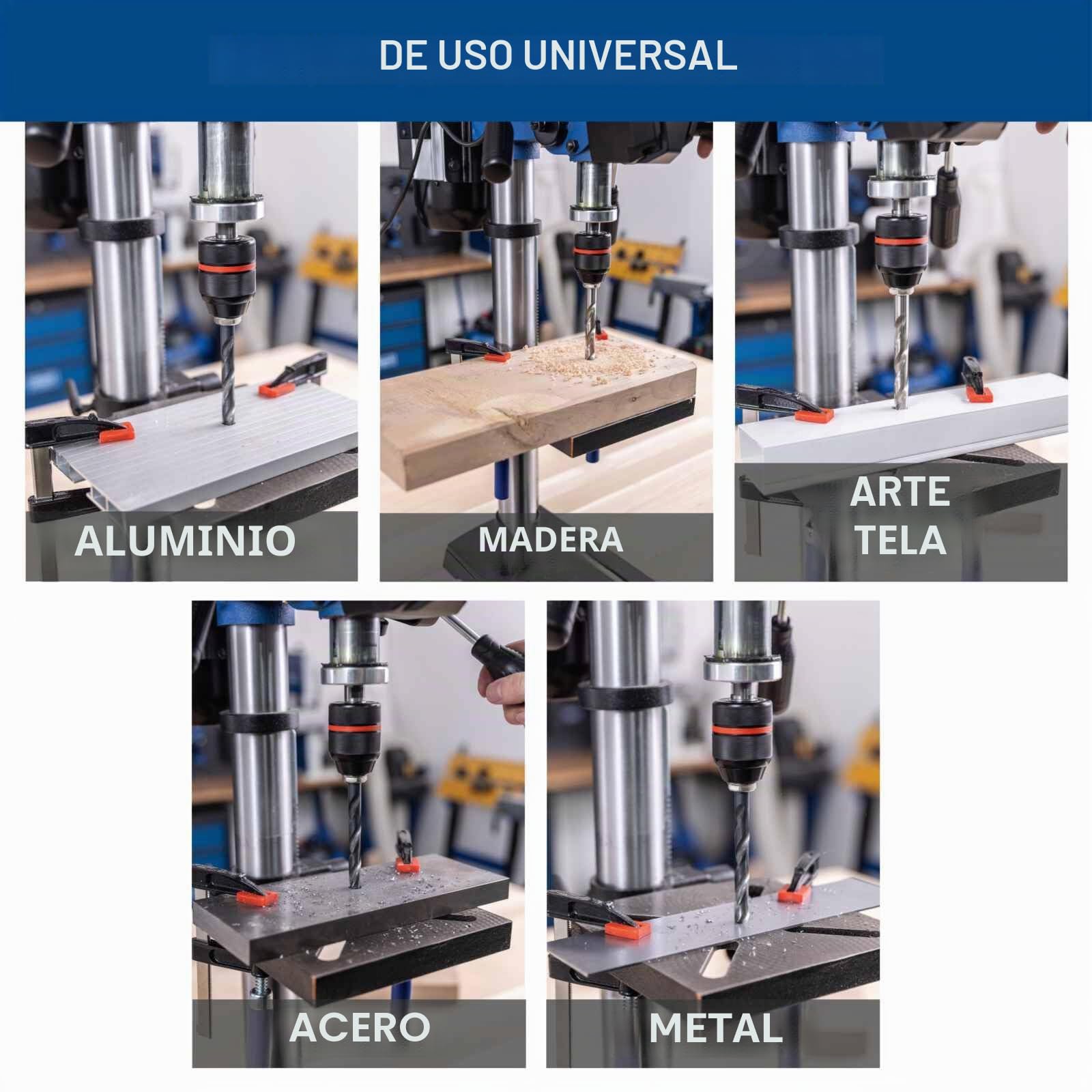 Scheppach - Taladro de columna TBM250Vario (600 W, mesa 198 x 194 mm, 450-2580 rpm, reclinable, mandril 1,5-13 mm, profundidad de perforación 60 mm)