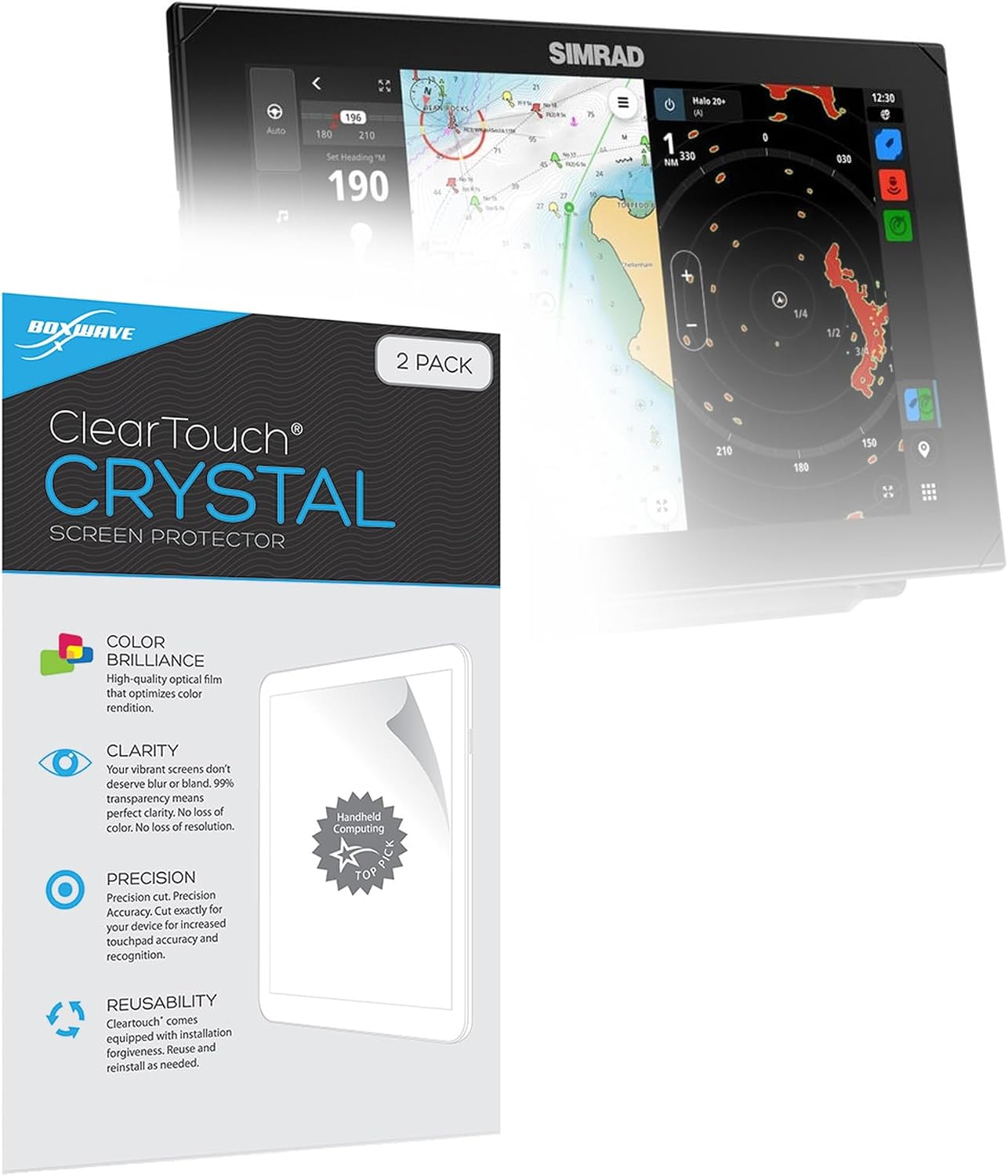 BoxWave Screen Protector Compatible with Simrad NSX 3012 - ClearTouch Crystal (2-Pack), HD Film Skin - Shields from Scratches