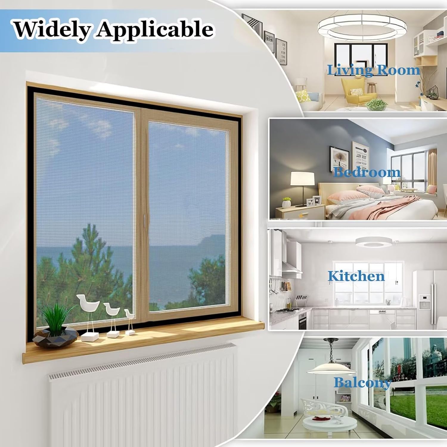 Pet Proof Window Screen Replacement Kit, 170x175cm Black Studrable Screen Mesh Replacement Window Screens Repair Kit for Sliding Screen Door,Patio and Windows