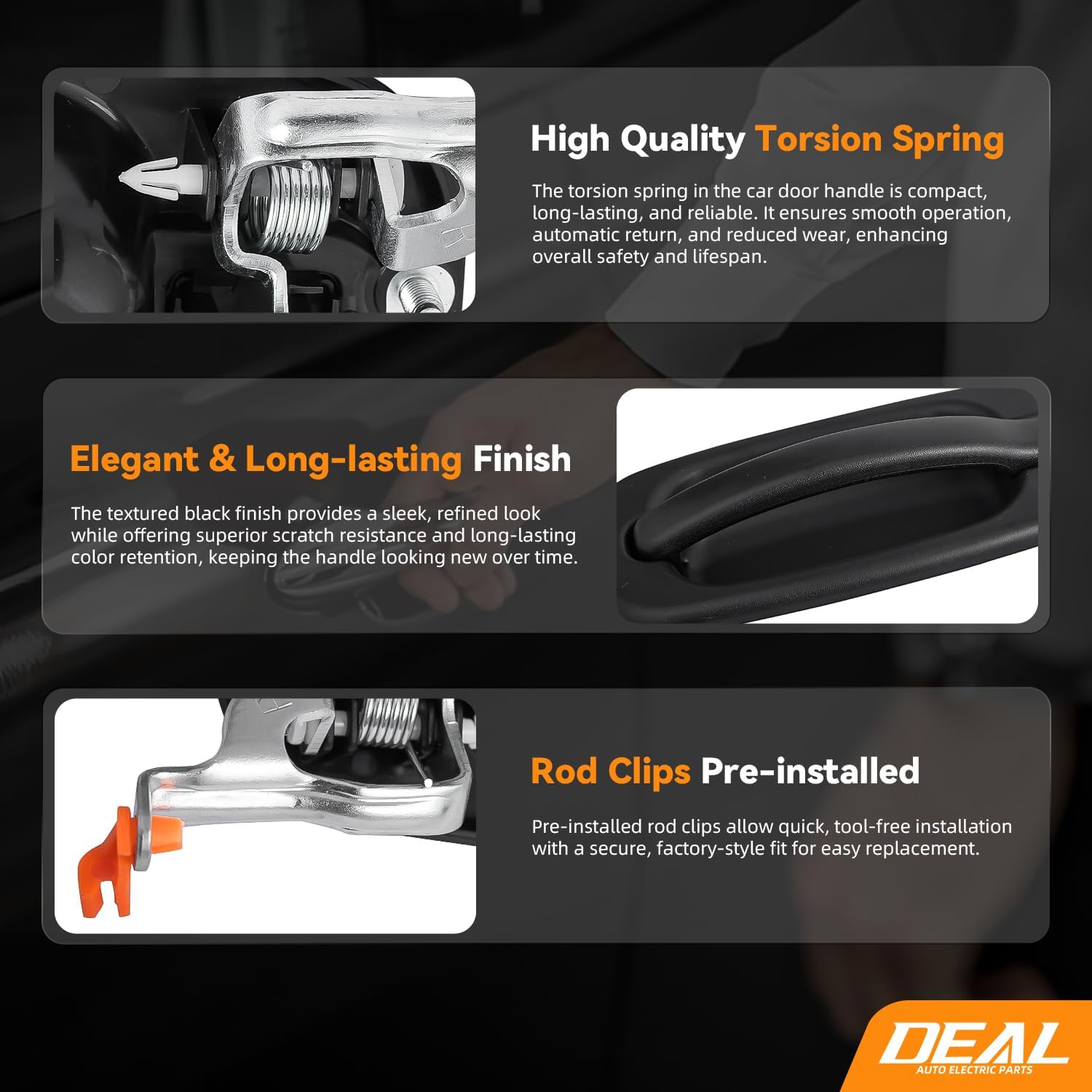 Deal Exterior Door Handle Replacement Kit, 4pcs Front+Rear Left+Right Side, Compatible with 99-07 Chevy Silverado Avalanche Suburban Tahoe GMC Sierra Yukon Cadillac Escalade, Textured Black 15034985