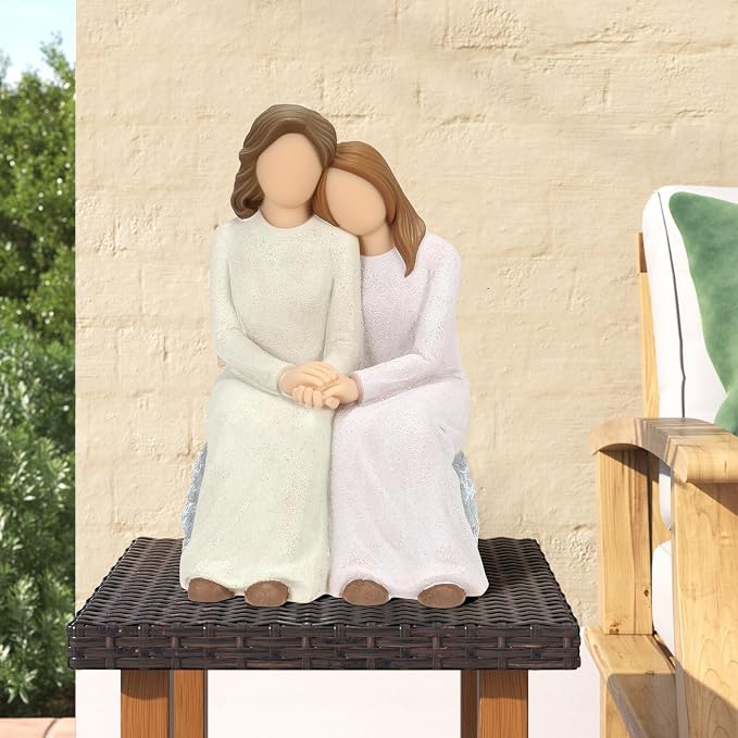 Figura de resina madre e hija pintada a mano miniatura 5