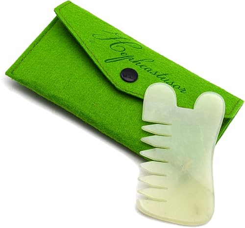 Peine de masaje de jade portátil multifunción, herramienta de masaje de raspado Gua Sha, peine de masaje de jade portátil multifunción, adecuado