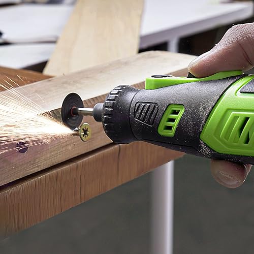 Miniatura 5 de PHALANX Kit de herramientas rotativas inalámbricas de 8 V, batería de 2.0 Ah recargable con 73 accesorios, luz LED de 5 velocidades, ideal para