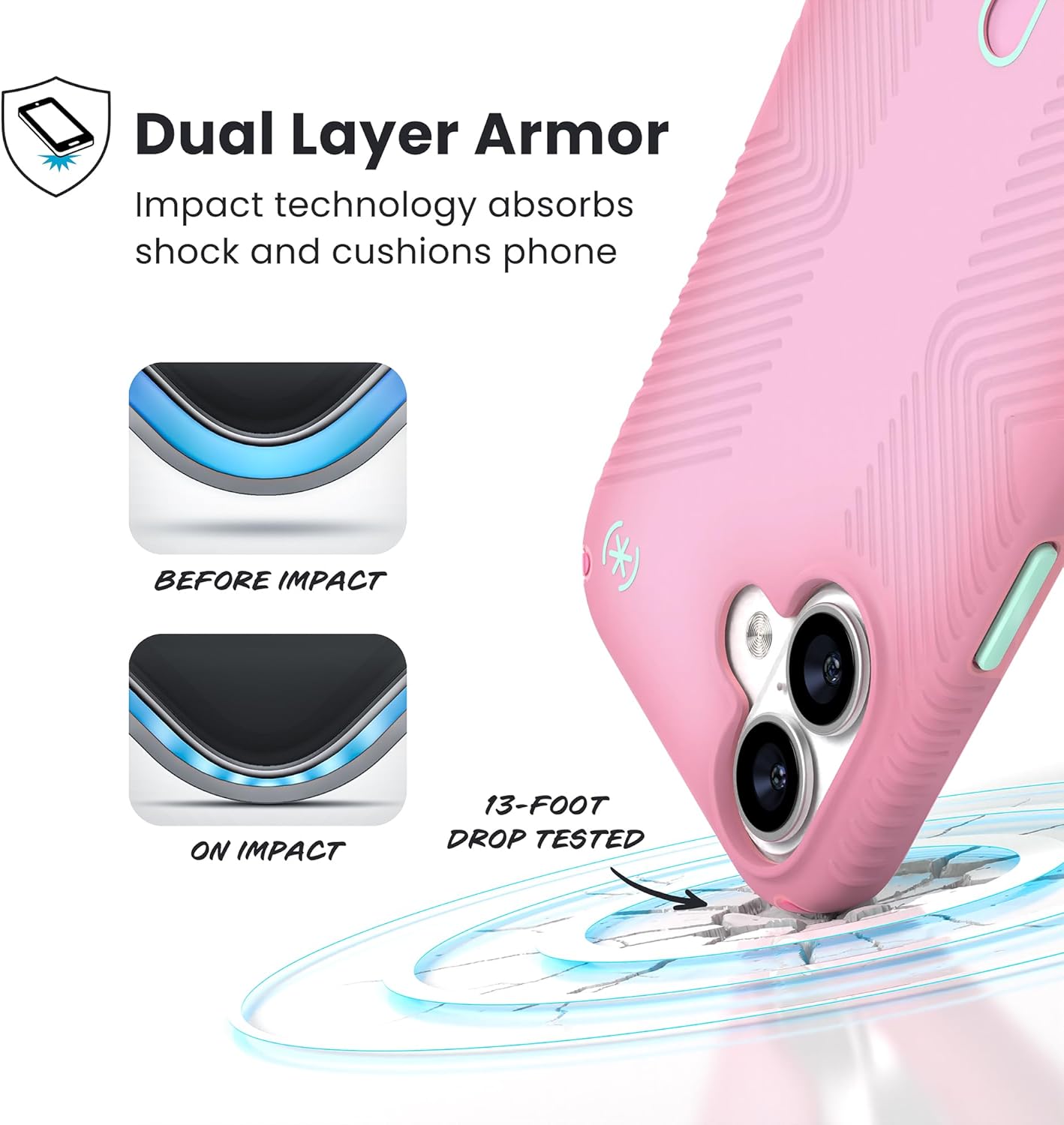 Speck Presidio LUX Grip for iPhone 17 Case, ClickLock Interlock, Slim Protective Case, IBIS Pink/Dark IBIS/KANOM Green - Image 7