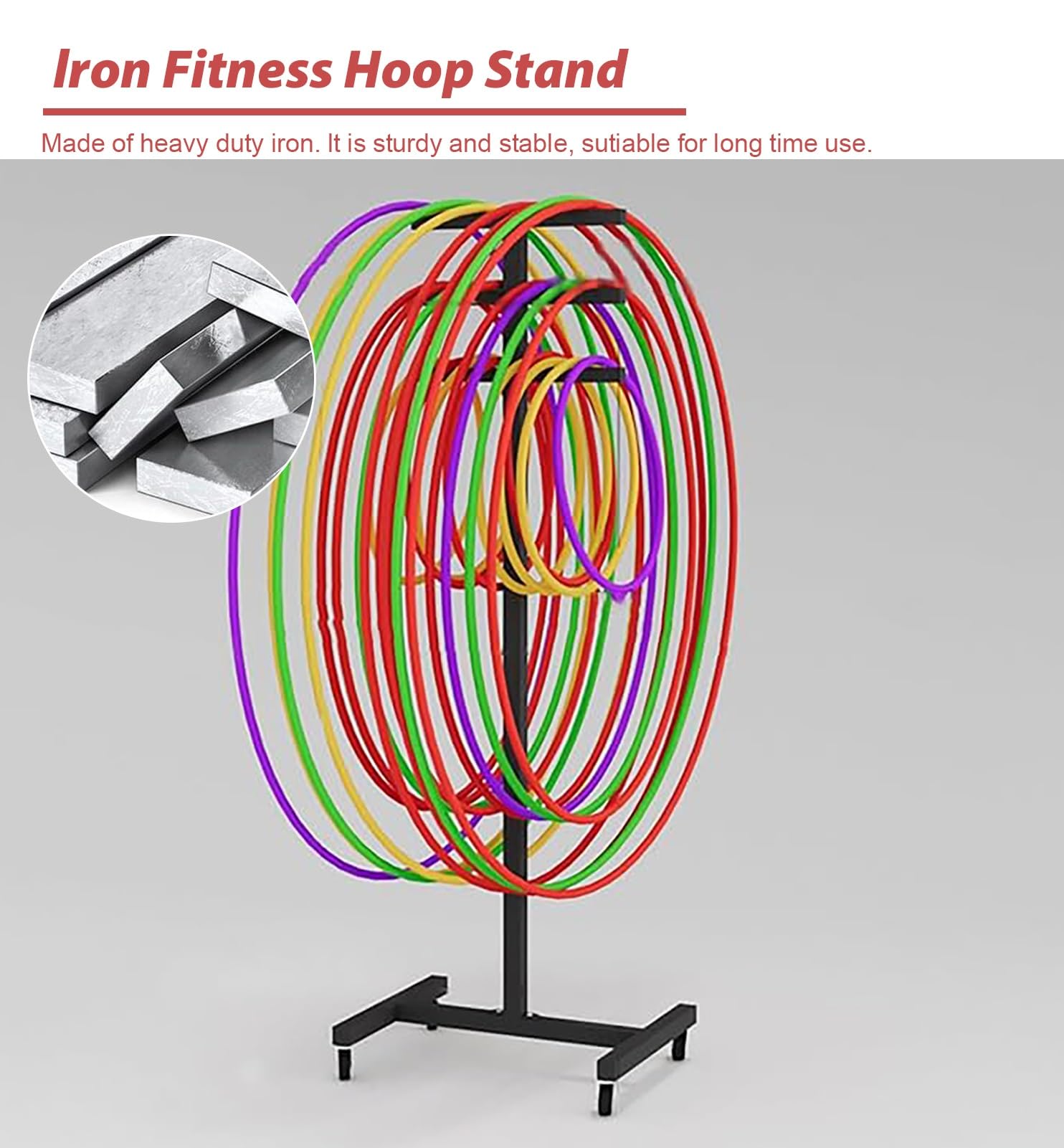 Soporte móvil para exhibición de Aros de Fitness - Organizador para Aros de Hula Hoop, Cuerdas para Saltar y Equipos de Ejercicio - Ideal para escuelas y gimnasios