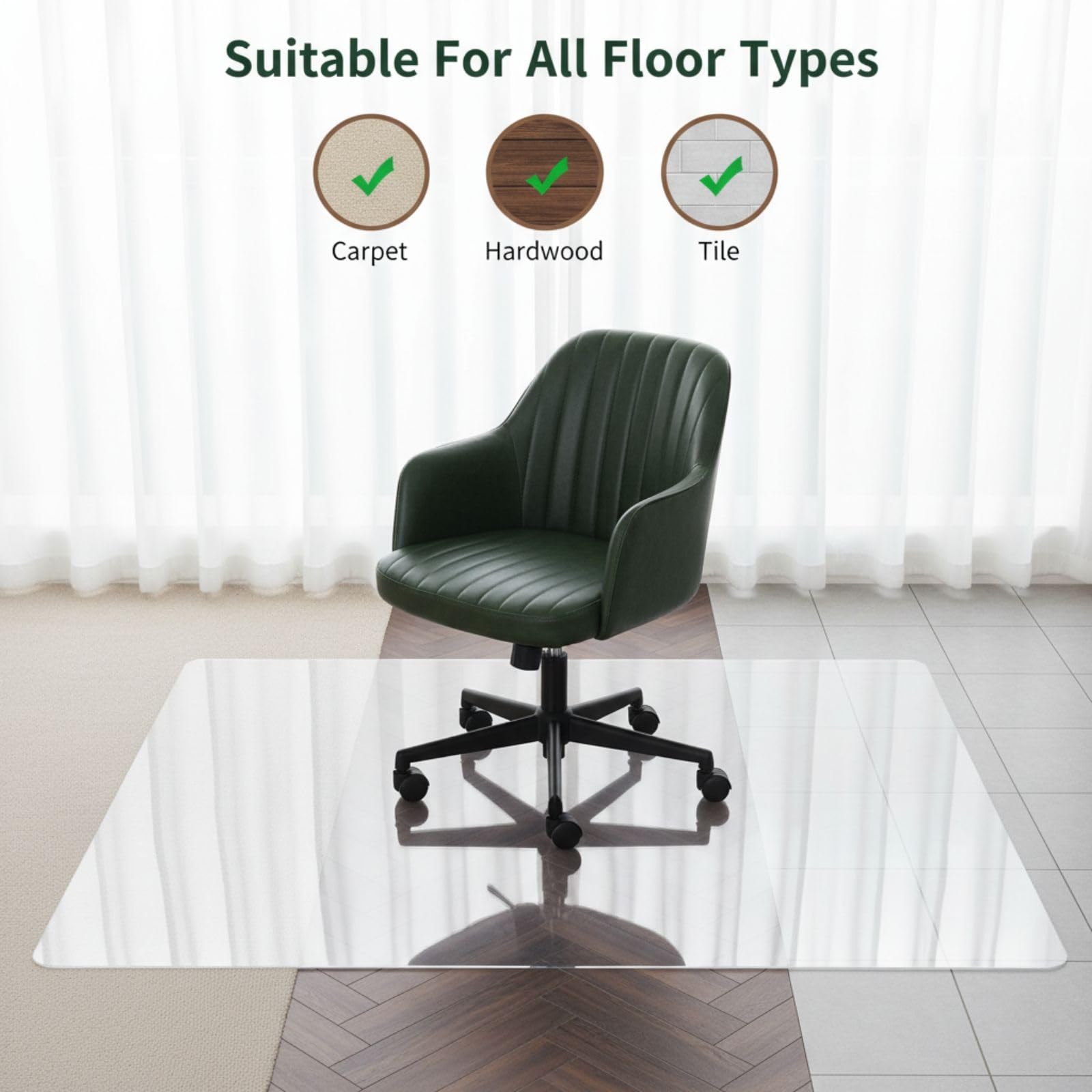 Tapete Transparente para Sillas para Pisos Duros 1.5mm, Protector Suelo para Parquet, 30cm 80cm 120cm Alfombrilla Protectora De Oficina Antideslizante, para Alfombra Silla Escritorio(90cm x 110cm)