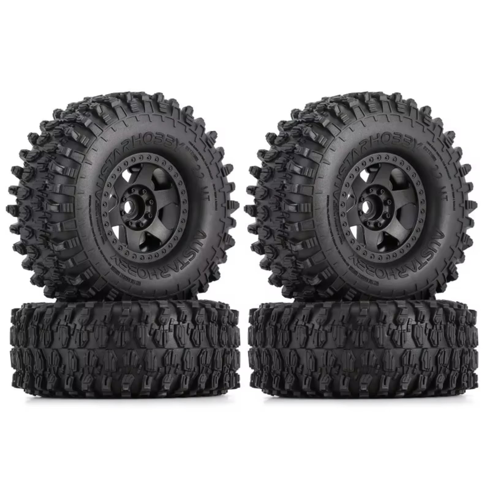 RC Pneumatici Ricambi Per Axial Per TRX6 KM5 1/8 4 Pezzi 130 Mm 2,2" In Gomma Ruote Fuoristrada Pneumatici RC Per Rock Crawler Accessori E Ricambi(Black)