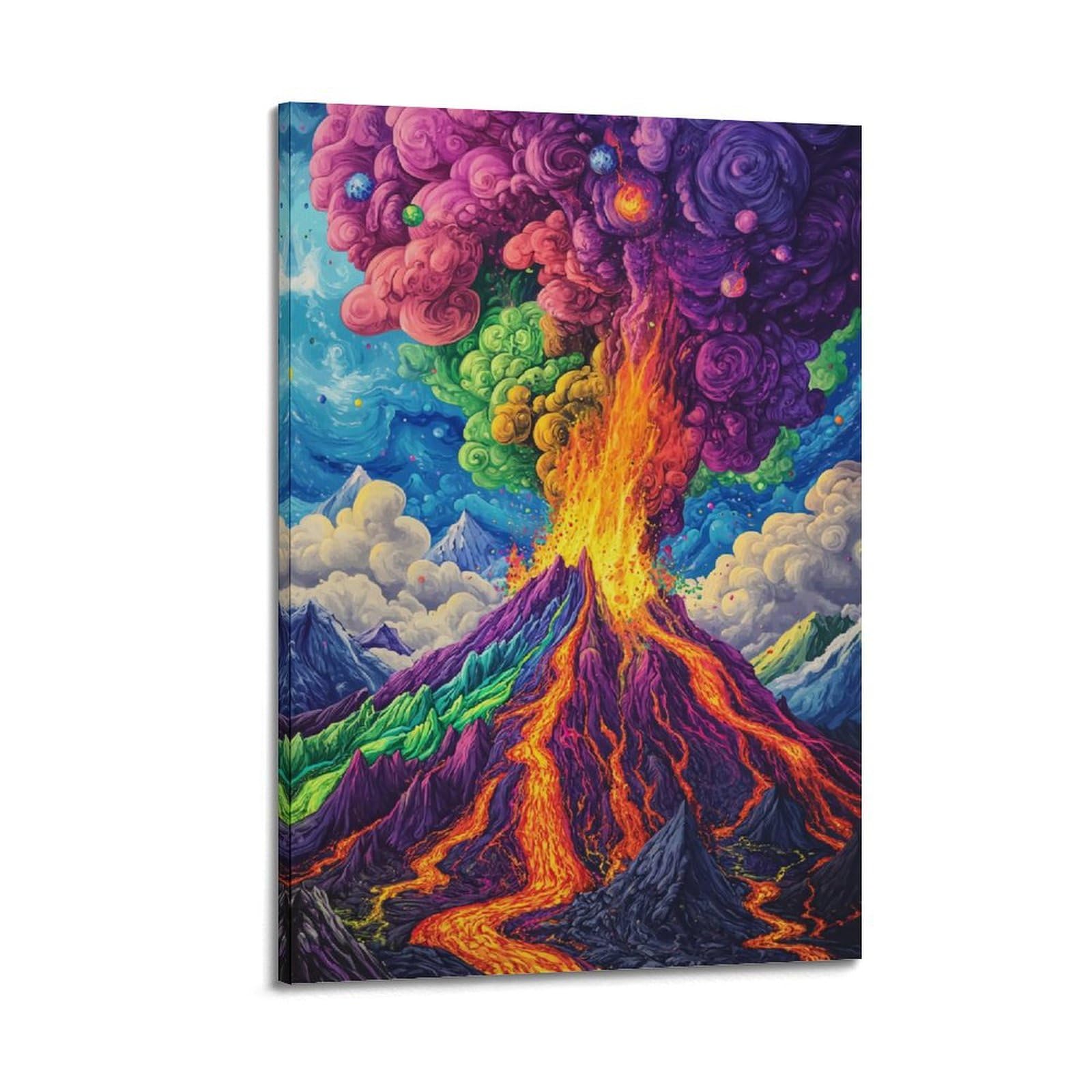 jocrynsi Large Volcano Erupting Hot Lava Scenery Poster Artwork Posters Aesthetic Canvas Wall Art Print Home Decor for Bedroom Living Room08x12inch(20x30cm) Frame-style