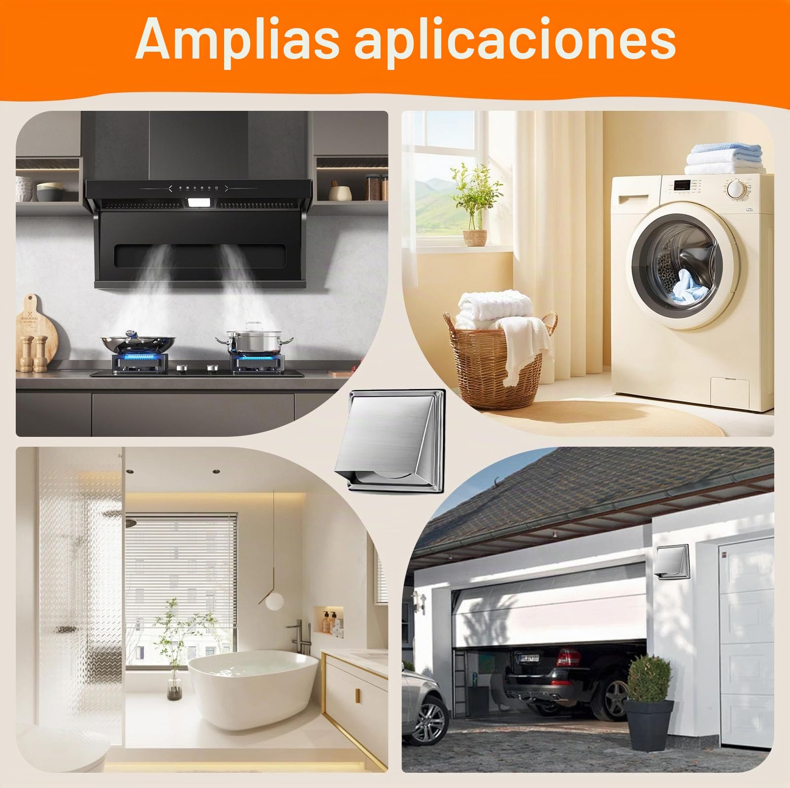 rejilla de ventilación de acero inoxidable de Φ150 mm, con red a prueba de insectos, rejilla de ventilación de conducto circular adecuada para conductos del sistema de ventilación mecánica