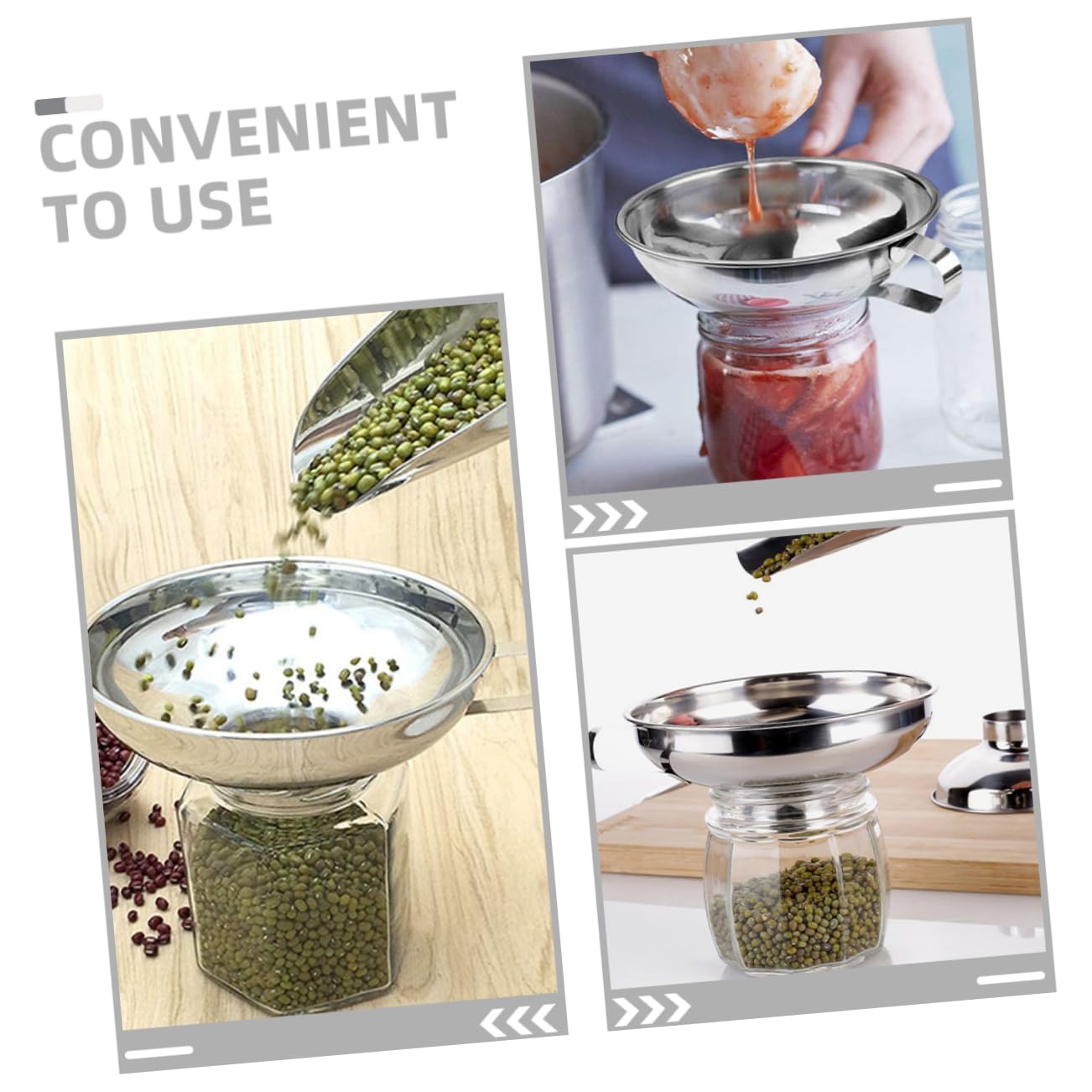 Garneck 4 Set Di Piccoli Imbuti in Acciaio Inox Imbuto Di Riempimento Con Maniglia Ergonomica Per Uso Da Cucina 2 Pezzi * 4
