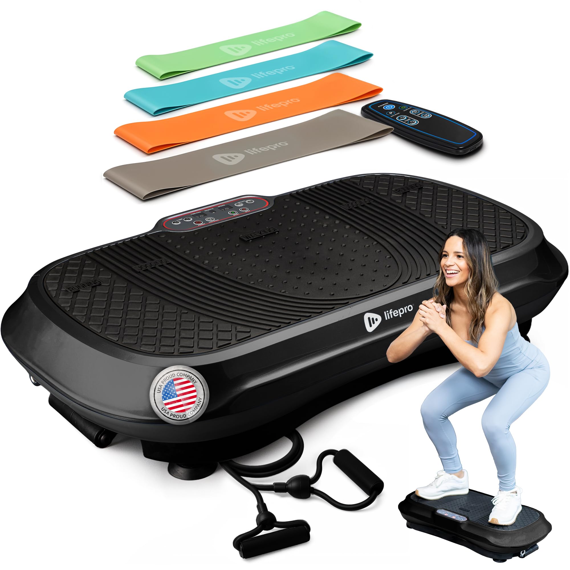 Lifepro Waver Vibration Plate Exercise Machine for Lymphatic Drainage, Muscle Activation, Full-Body Workout Vibrating Platform with Loop Bands, Fitness Equipment for Strength Toning & Fat Loss