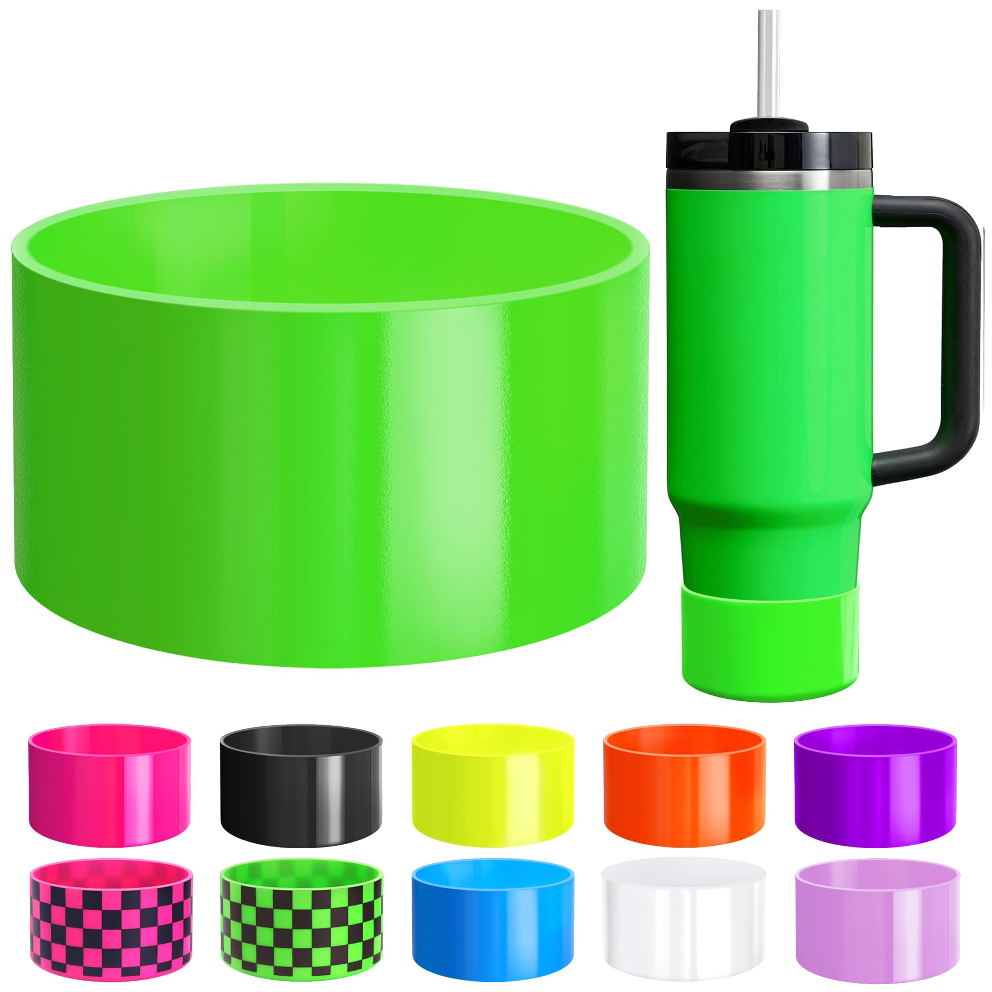 NBOOCUPNeon Protective Silicone Boot for Stanley Cup 20-40oz, Hydro Flask 12-24oz & Simple Modern 20-40oz, Antislip Sleeve Cover Neon for More Tumblers & Water Bottles with 2.8-2.95" Base