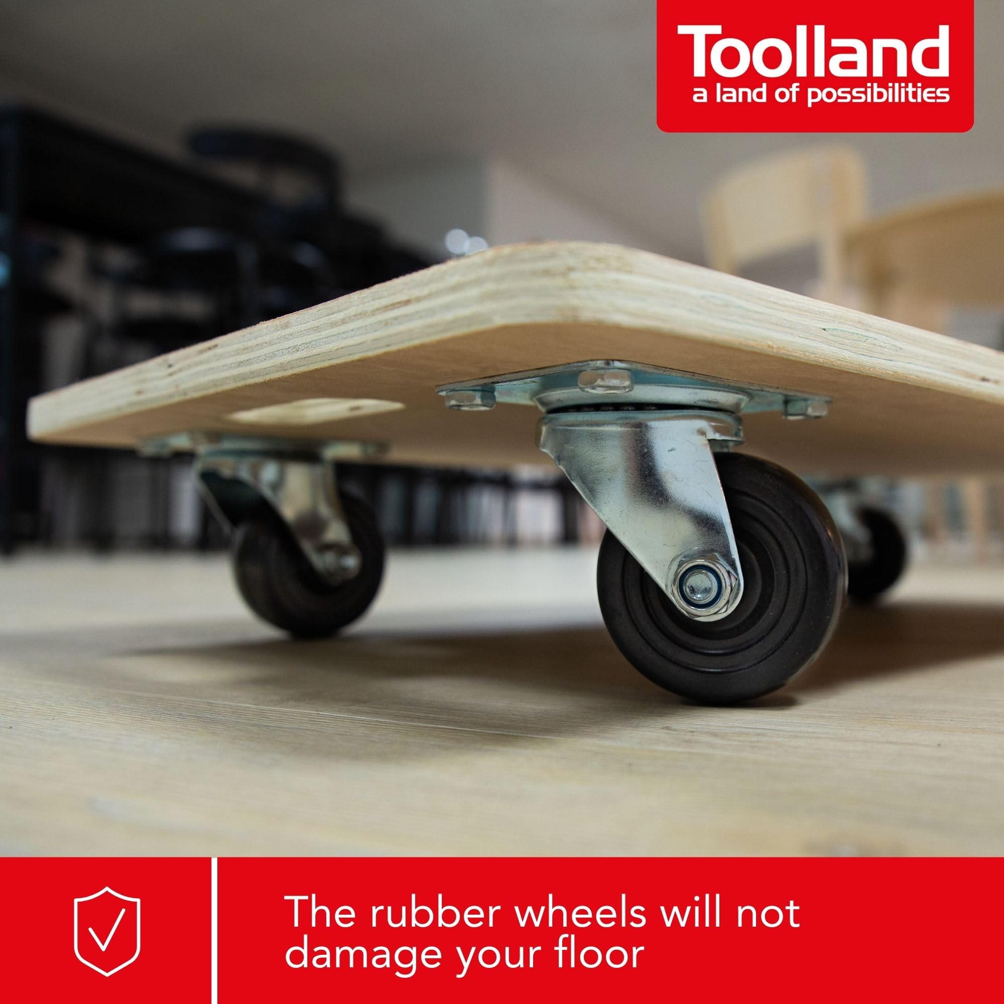 Toolland Wózek meblowy, platforma transportowa 400 kg, sklejka 65 x 40 cm, powłoka antypoślizgowa, uchwyt i 4 gumowe kółka skrętne, przeprowadzki