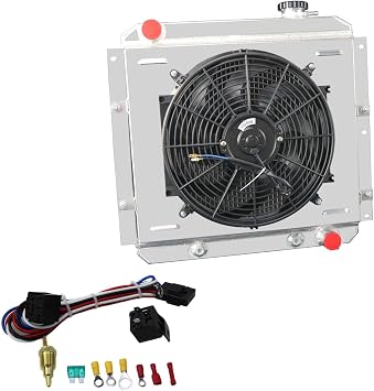 Radiator For Toyota Land Cruiser FJ40 FJ45 3.9L 4.2L L6 1958-1984 1970 1971 1972 1973 1974 1975 1976 1977 1978 1979 1980 1981 1982 1983,4 Row Aluminium Radiator With Shroud Fan Relay Fits