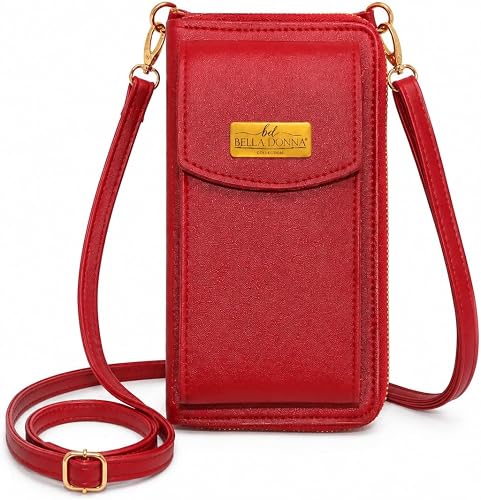 Bella Donna Collection® Ladies Crossbody Phone Wallet - Red | Elegant. Practical. Designed for Everyday Living. - Red