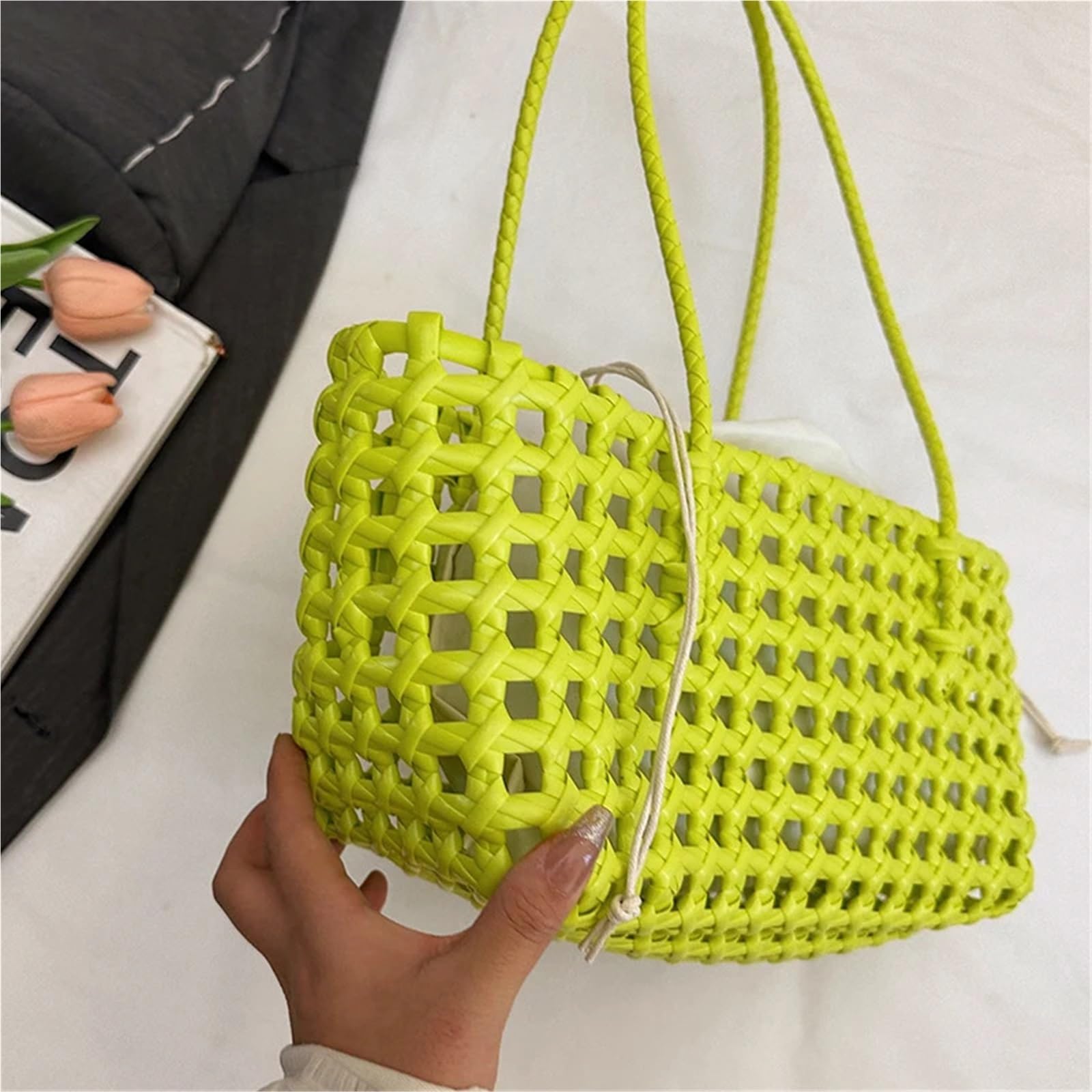 Bolso de Mano Tejido Calado Bolsos de hombro calados tejidos for mujer, bolso mano verano, bolsos y monederos playa for
