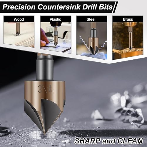 Miniatura 4 de Broca avellanadora de 82 grados HSS de 1/4 a 3/4 pulgadas con vástago hexagonal de 1/4 de pulgada, broca avellanadora para madera, metal, plástico