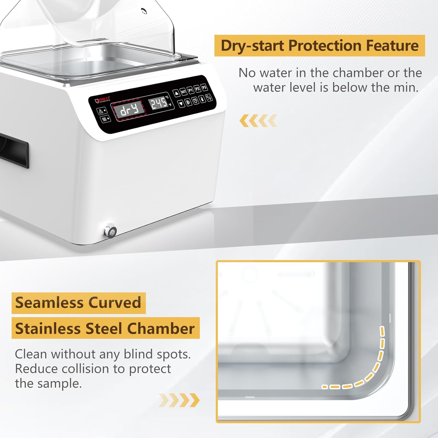 4E's USA Lab Water Bath - Digital 13 Liter Laboratory Thermostatic Water Bath Heater with Precise Temperature Control, Double Safety Features, Easy to Read LED Display