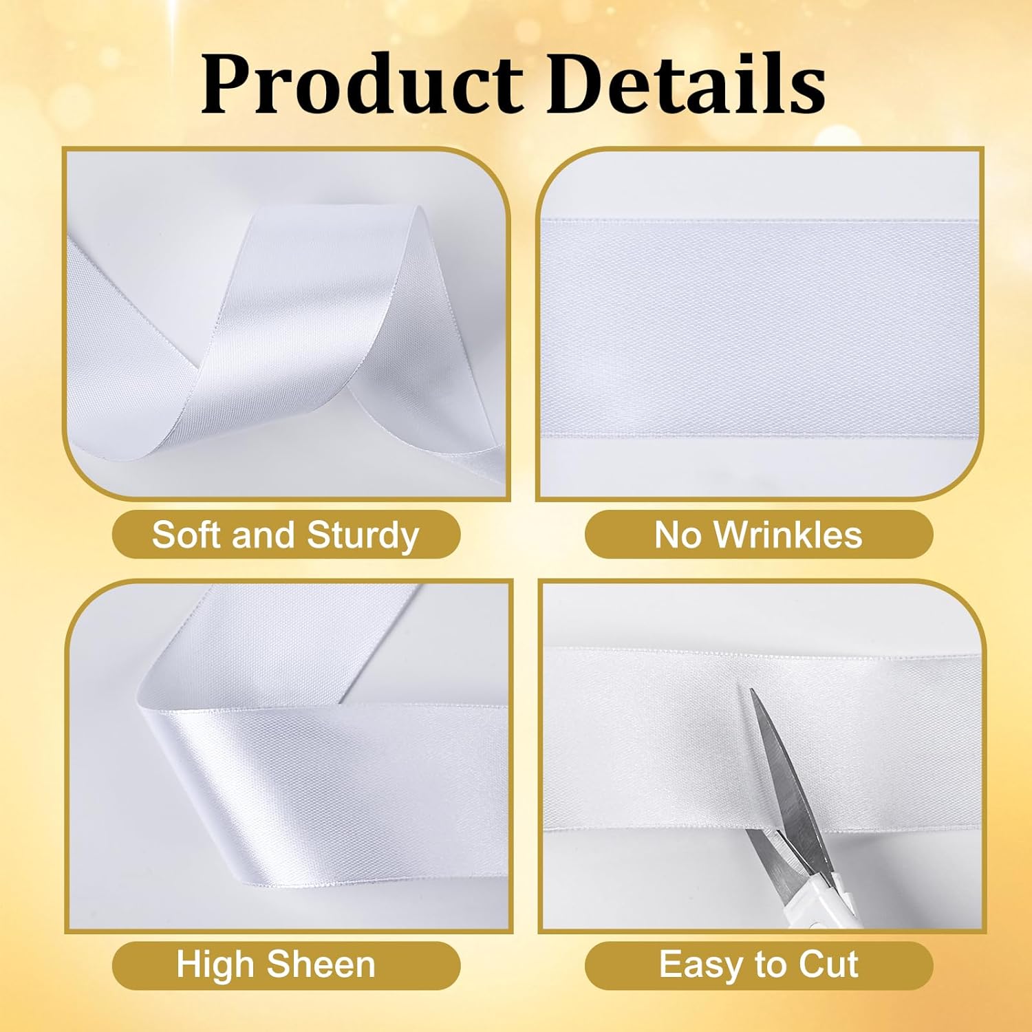 XSEINO 110 Yards Ribbon,1 1/2 Inch White Satin Ribbon for Flower Bouquet, Gift Wrapping, Ribbons for Crafts, Hair Bows Making, Wedding Party Decoration, Sewing, Invitation Cards, Christmas, Wreath - Image 3