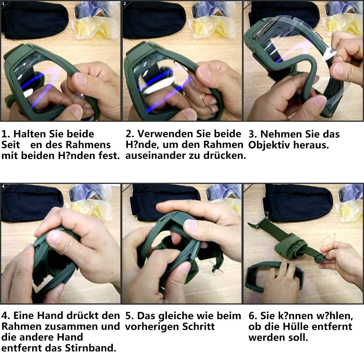 SPOSUNE - Occhiali Tattici Softair, per attività all'Aria Aperta, con 3 Lenti intercambiabili, Resistenti agli Urti, Protezione UV400, per Uomini, Donne, Moto, Campionato, Paintball, Nero