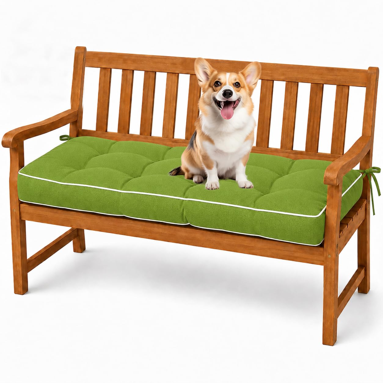 Cuscino Panca 8cm, Cuscino per panchina da Esterno Impermeabile. Imbottitura in Cotone PP, 2 Cinghie, Ideale per Giardino. Sottovuoto di qualità Premium.,Verde,100x30x8cm