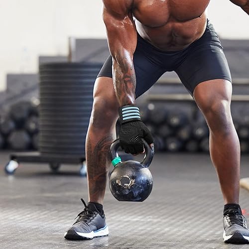 Miniatura 2 de Guantes de entrenamiento para hombres y mujeres, guantes de gimnasio con ventilación para levantamiento de pesas con soporte para muñeca, para