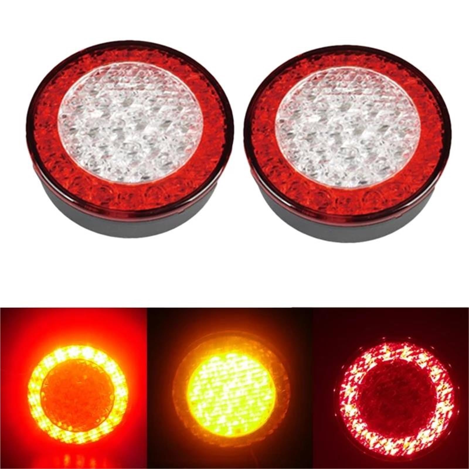 Faros Traseros 2 luces traseras redondas para camión E4 de 95 mm, 12V, luz trasera LED roja y ámbar para remolque autobús, coche, señal giro parada