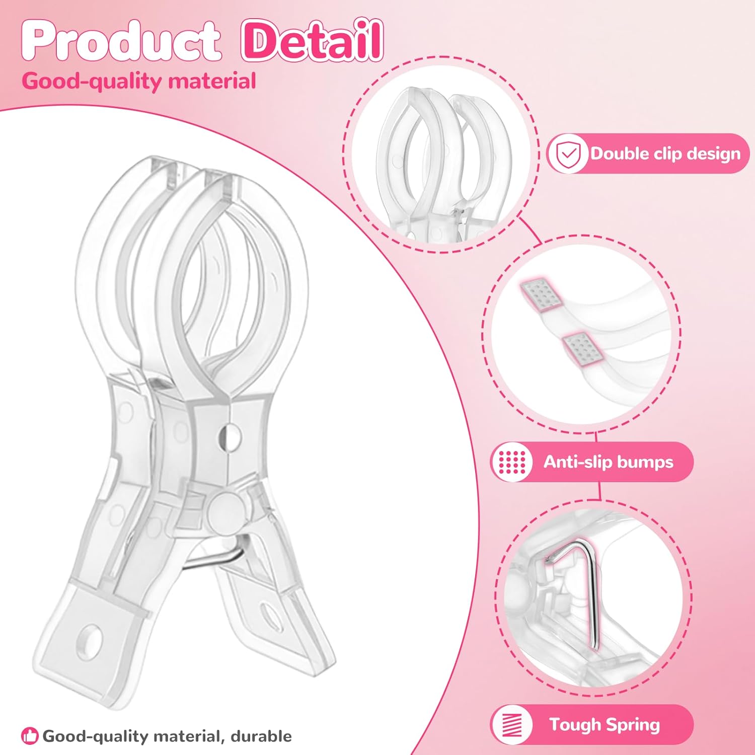 EMART 10 Pack Balloon Arch Clips Plastic Clear Large Towel Clips 3.5 Inch Heavy Duty Spring Clamps for Backdrop Stand Balloon Arch Kit Birthday Decoration Crafts Woodworking Photography Studios