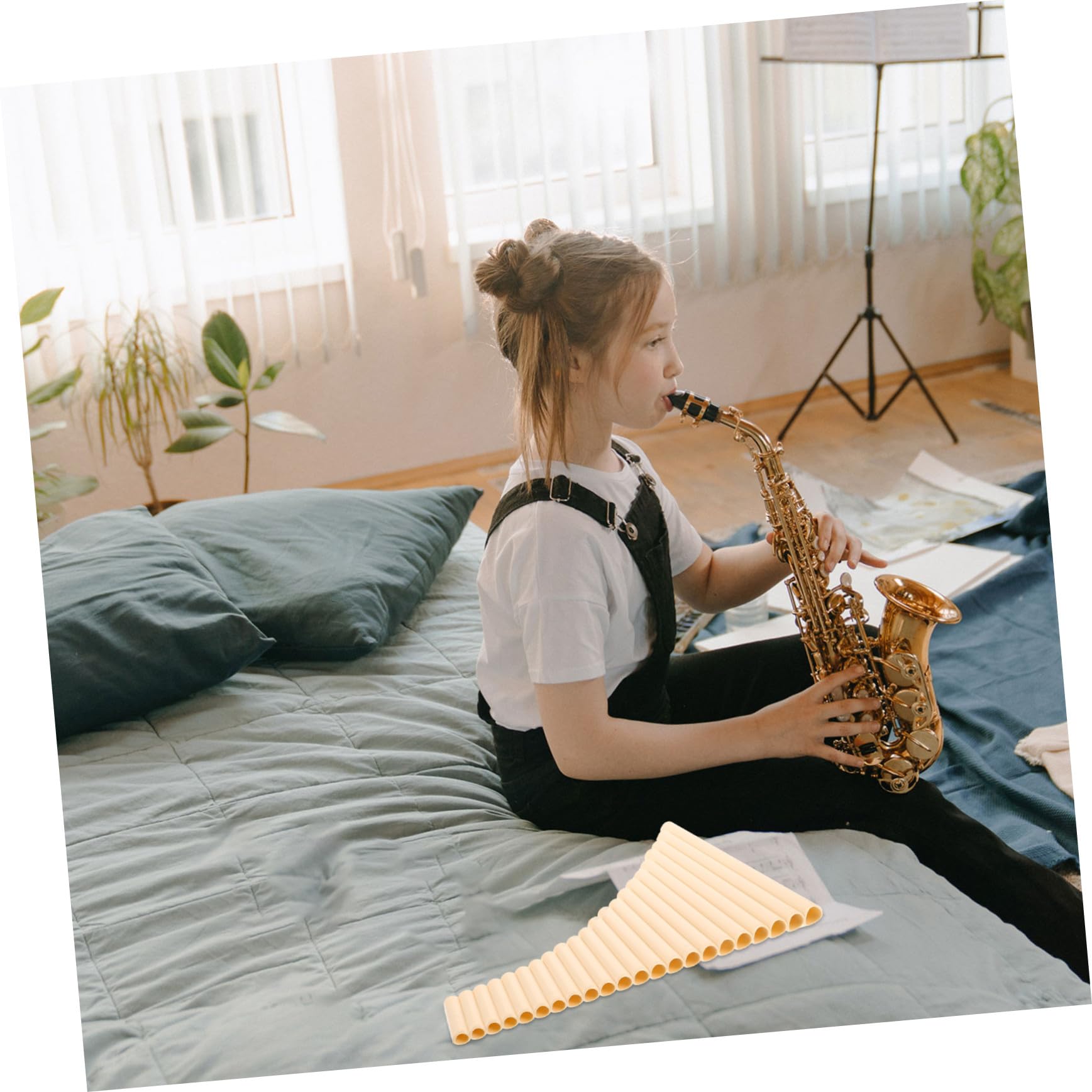 Flauto di Pan Tradizionale G 22 Tubi Beige per Esecuzione | Musica Folk e Palco, Plastico, Orientabile da Lato Sinistro o Destro, per Principianti e Professionisti