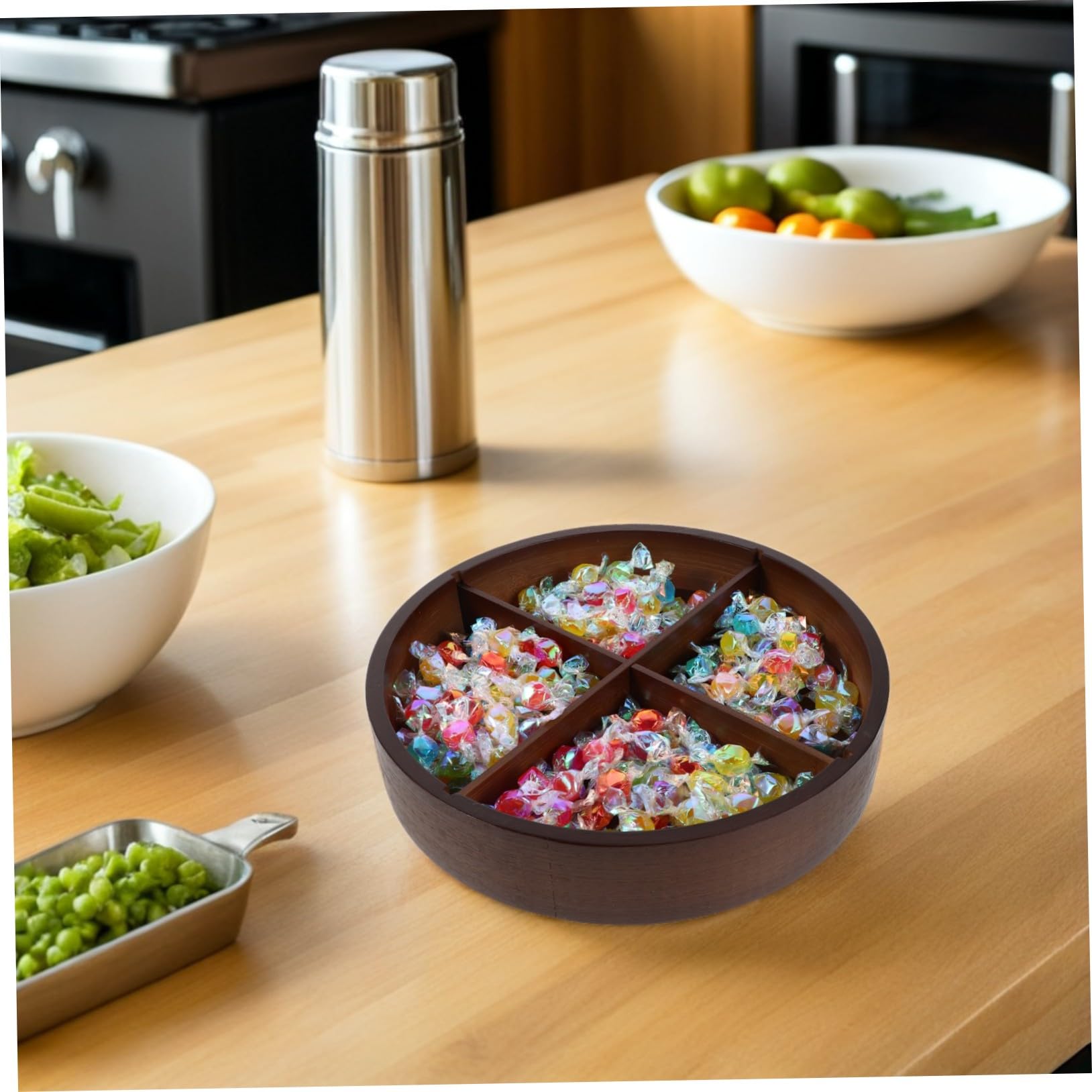 MAGICLULU Boîte de Rangement Alimentaire avec Couvercle Plateau à Fruits Secs Compartimenté Boîte à Noix et Bonbons pour Salon et Cuisine