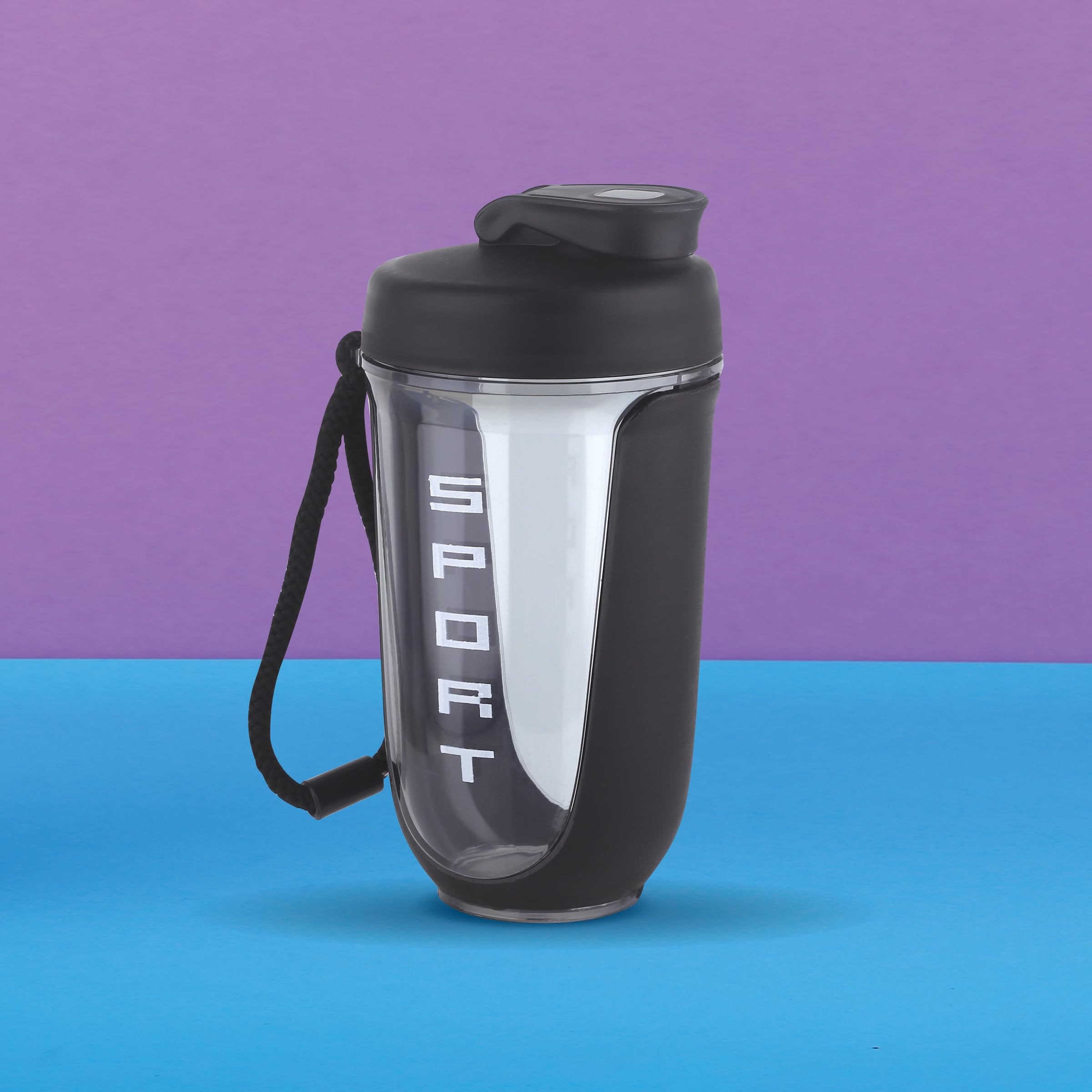 ATTRO Fit Fusion Shaker Bottle 600ml – BPA-Free Protein Mixer with Wire Whisk Ball | Leakproof Lid, Easy Carry Strap | Ideal for Gym, Fitness, Pre/Post Workout Drinks- Black - Image 7 thumbnail