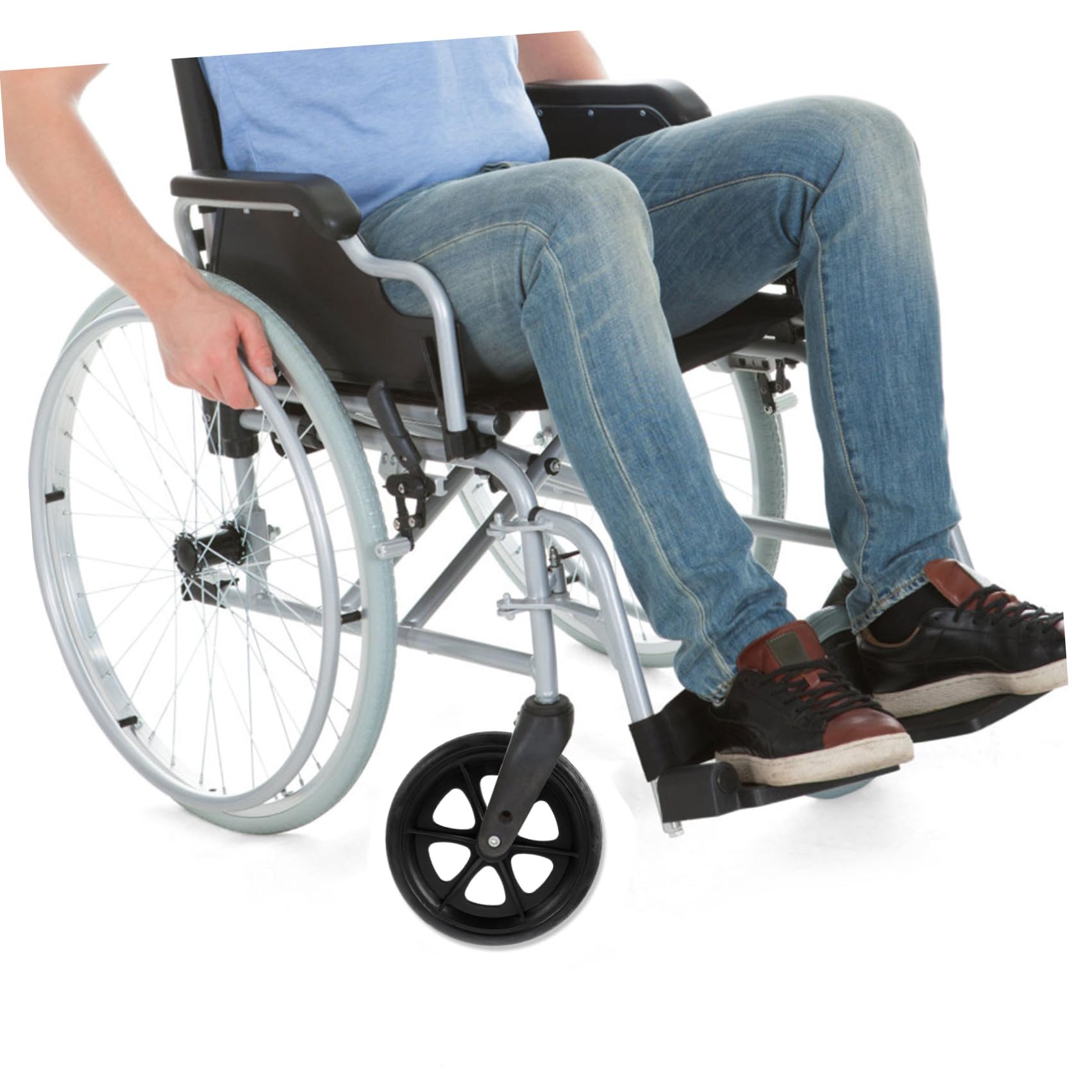 Ruedas de Repuesto para Silla de Ruedas Delanteras Negras Resistentes y Antideslizantes para Adultos Mayores y Pacientes Accesorio Duradero para Sillas de Discapacitados