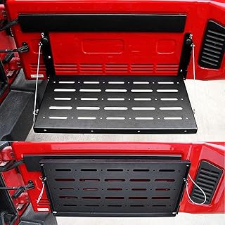 Bosmutus Multi-Purpose Tailgate Table Rear Foldable Back Shelf Compatible with Jeep Wrangler TJ JK JKU 1996-2017 2/4 Door Rubicon Sahara Sport Accessories 75lbs/34kg Load Capacity【Aluminum Alloy 】