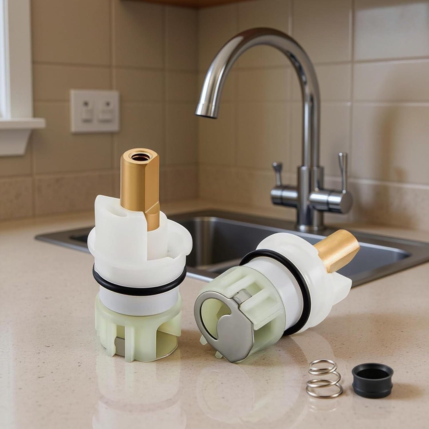 RP25513 Faucet Stem Assembly Replacement Kit – Compatible with Delta Two Handle Faucets – Includes 6 Sets with RP4993 Seats and Springs for Bathroom, Kitchen, Sink and Bathtub Repair