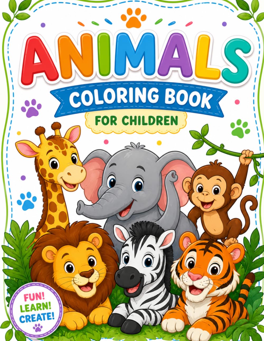 Kids Coloring Book - Animals: Fun Learn Create