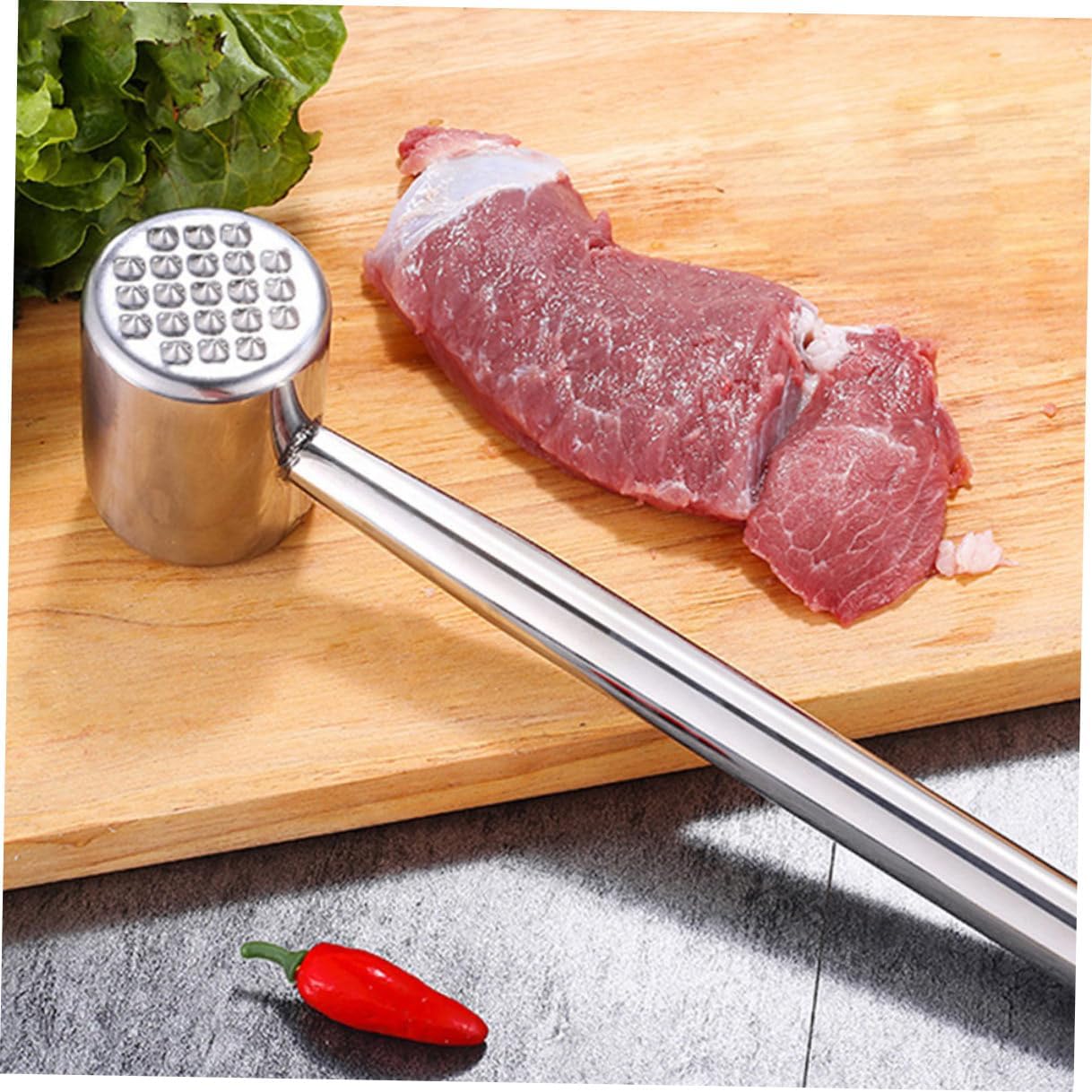 Healifty 2pcs Stainless Steel Meat Tenderizer Hammer for Beef and Pork, Kitchen Steak Pounder with Dual-sided Head, Sturdy 304 Stainless Steel Tool for Home Cooking and Poultry Preparation