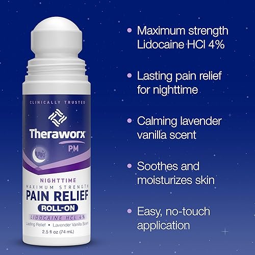 Miniatura 3 de Theraworx Alivio del dolor de máxima fuerza nocturna roll-on con lidocaína  2.5 oz  2 unidades