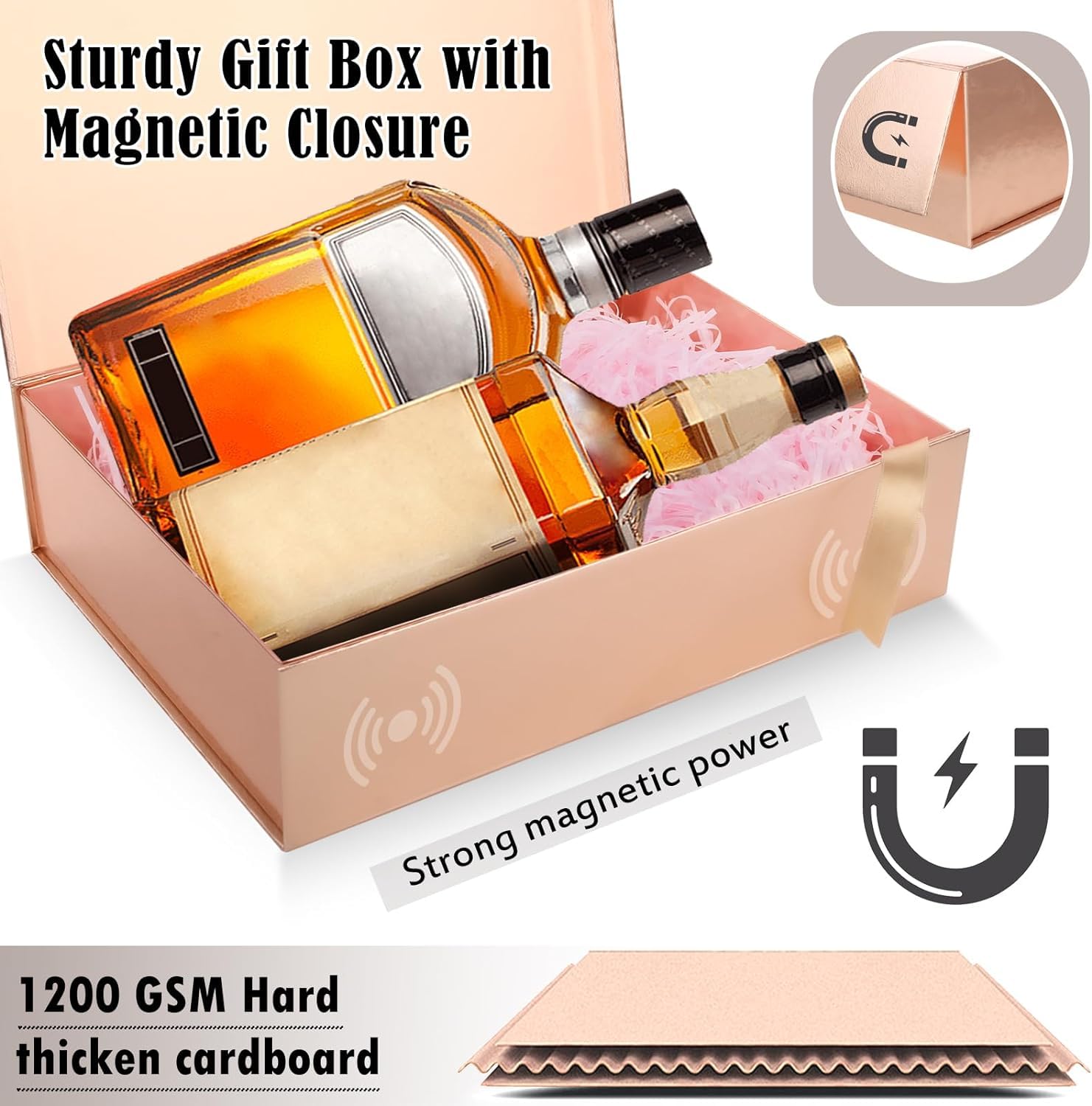 DUOTAN Confezione da 2 scatole regalo grandi con coperchio, 34 x 25 x 8,9 cm, scatola regalo magnetica per regali con coperchio, biglietti, nastri, carta triturata, scatole regalo per compleanni,