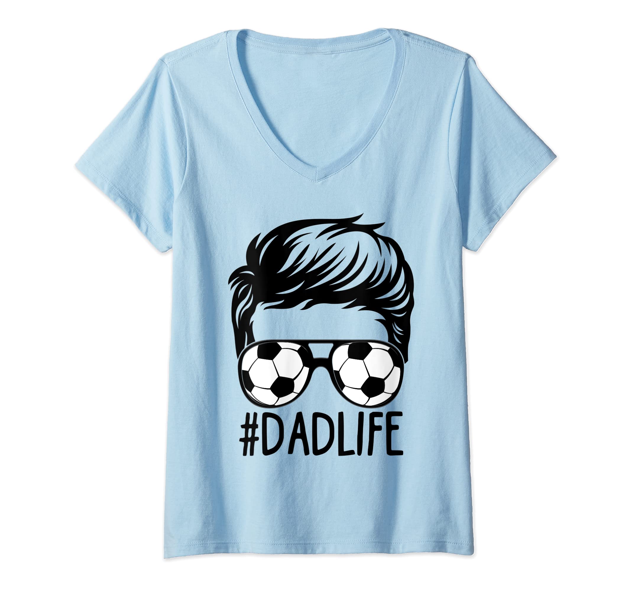 Womens Dy Dad Soccer Players Lover Fathers Day V-Neck T-Shirt