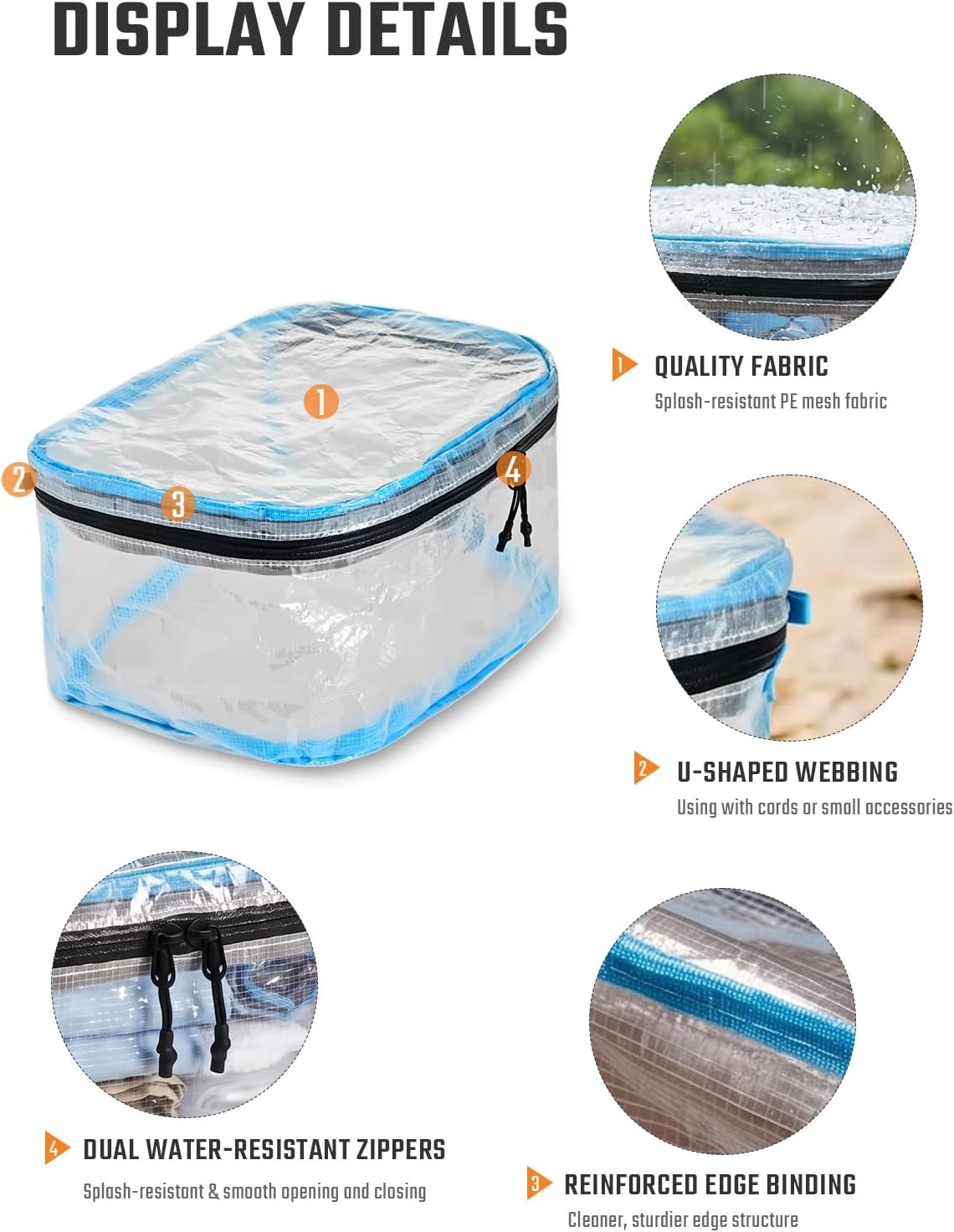 TACTICAL_GEEK HS1 Clear Packing Cube, Lightweight Transparent PE Mesh Storage Bag with Zipper, Large Travel Organizer Pouch for Clothes, Toiletries, Electronics and Camping Gear image 3